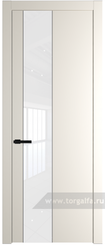 Дверь со стеклом ProfilDoors 19PW Лак классик с молдингом Черный матовый (Перламутр белый)