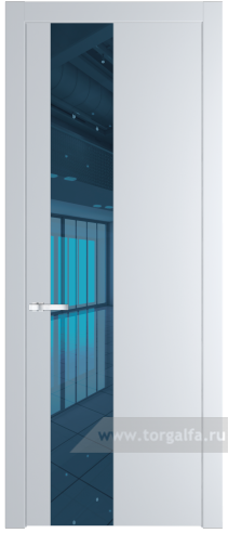 Дверь со стеклом ProfilDoors 19PW Зеркало Blue с молдингом Серебро (Вайт (RAL 110 96 02))