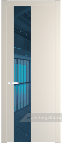 Дверь со стеклом ProfilDoors 19PW Зеркало Blue с молдингом Серебро (Кремовая Магнолия (RAL 120-04))
