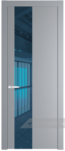 Дверь со стеклом ProfilDoors 19PW Зеркало Blue с молдингом Серебро (Смоки (RAL 870-02))