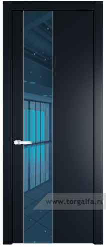 Дверь со стеклом ProfilDoors 19PW Зеркало Blue с молдингом Серебро (Нэви Блу (RAL 7016))