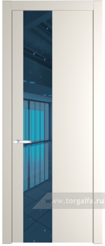Дверь со стеклом ProfilDoors 19PW Зеркало Blue с молдингом Серебро (Перламутр белый)