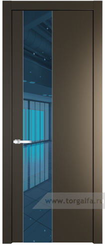 Дверь со стеклом ProfilDoors 19PW Зеркало Blue с молдингом Серебро (Перламутр бронза)