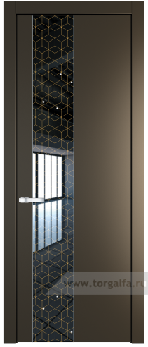 Дверь со стеклом ProfilDoors 19PW Лоран узор золото с молдингом Серебро (Перламутр бронза)