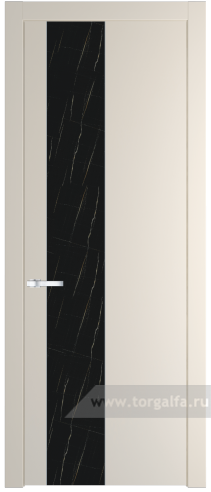 Дверь со стеклом ProfilDoors 19PW Неро мрамор с молдингом Серебро (Кремовая Магнолия (RAL 120-04))