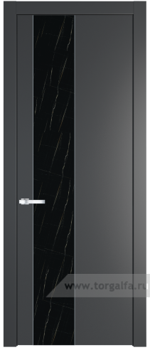 Дверь со стеклом ProfilDoors 19PW Неро мрамор с молдингом Серебро (Графит (Pantone 425С))