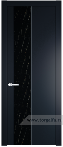 Дверь со стеклом ProfilDoors 19PW Неро мрамор с молдингом Серебро (Нэви Блу (RAL 7016))