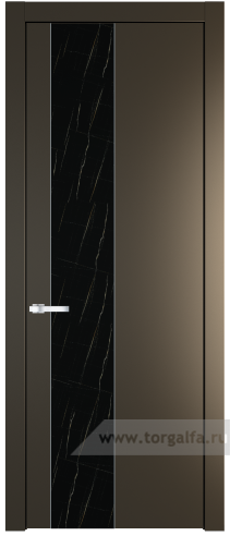 Дверь со стеклом ProfilDoors 19PW Неро мрамор с молдингом Серебро (Перламутр бронза)