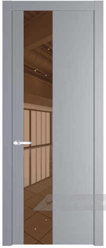 Дверь со стеклом ProfilDoors 19PW Зеркало Bronza с молдингом Серебро (Смоки (RAL 870-02))