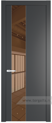 Дверь со стеклом ProfilDoors 19PW Зеркало Bronza с молдингом Серебро (Графит (Pantone 425С))