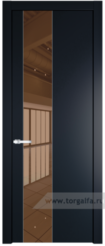 Дверь со стеклом ProfilDoors 19PW Зеркало Bronza с молдингом Серебро (Нэви Блу (RAL 7016))