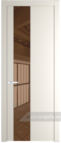 Дверь со стеклом ProfilDoors 19PW Зеркало Bronza с молдингом Серебро (Перламутр белый)