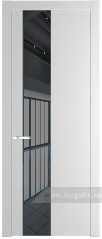 Дверь со стеклом ProfilDoors 19PW Зеркало Grey с молдингом Серебро (Крем Вайт (RAL 120-02))