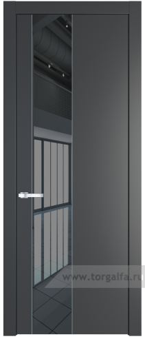 Дверь со стеклом ProfilDoors 19PW Зеркало Grey с молдингом Серебро (Графит (Pantone 425С))