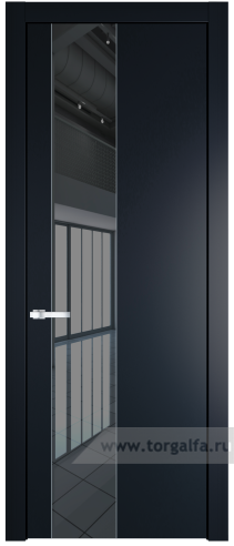 Дверь со стеклом ProfilDoors 19PW Зеркало Grey с молдингом Серебро (Нэви Блу (RAL 7016))