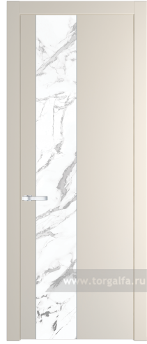 Дверь со стеклом ProfilDoors 19PW Нефи белый узор серебро с молдингом Серебро (Кремовая Магнолия (RAL 120-04))