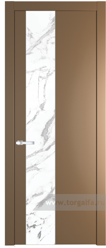 Дверь со стеклом ProfilDoors 19PW Нефи белый узор серебро с молдингом Серебро (Перламутр золото)