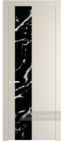 Дверь со стеклом ProfilDoors 19PW Нефи черный узор серебро с молдингом Серебро (Кремовая Магнолия (RAL 120-04))