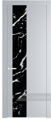 Дверь со стеклом ProfilDoors 19PW Нефи черный узор серебро с молдингом Серебро (Лайт Грей (RAL 870-01))
