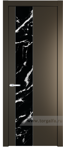 Дверь со стеклом ProfilDoors 19PW Нефи черный узор серебро с молдингом Серебро (Перламутр бронза)