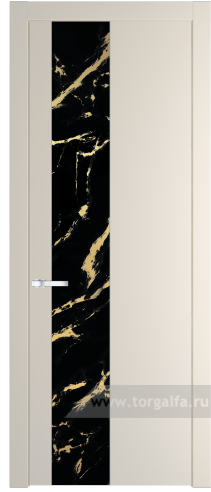 Дверь со стеклом ProfilDoors 19PW Нефи черный узор золото с молдингом Серебро (Кремовая Магнолия (RAL 120-04))