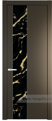 Дверь со стеклом ProfilDoors 19PW Нефи черный узор золото с молдингом Серебро (Перламутр бронза)