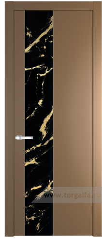 Дверь со стеклом ProfilDoors 19PW Нефи черный узор золото с молдингом Серебро (Перламутр золото)