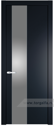 Дверь со стеклом ProfilDoors 19PW Lacobel Серебряный лак с молдингом Серебро (Нэви Блу (RAL 7016))