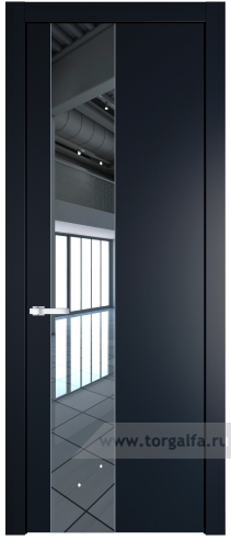 Дверь со стеклом ProfilDoors 19PW Зеркало с молдингом Серебро (Нэви Блу (RAL 7016))