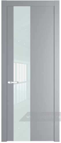 Дверь со стеклом ProfilDoors 19PW Lacobel Белый лак с молдингом Серебро (Смоки (RAL 870-02))