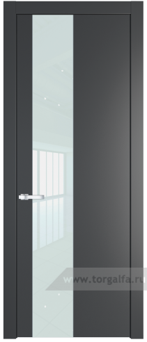 Дверь со стеклом ProfilDoors 19PW Lacobel Белый лак с молдингом Серебро (Графит (Pantone 425С))
