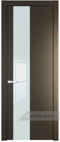 Дверь со стеклом ProfilDoors 19PW Lacobel Белый лак с молдингом Серебро (Перламутр бронза)