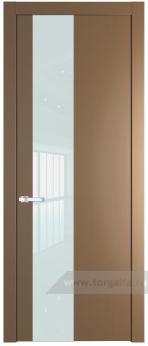 Дверь со стеклом ProfilDoors 19PW Lacobel Белый лак с молдингом Серебро (Перламутр золото)