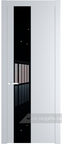 Дверь со стеклом ProfilDoors 19PW Lacobel Черный лак с молдингом Серебро (Вайт (RAL 110 96 02))
