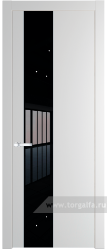 Дверь со стеклом ProfilDoors 19PW Lacobel Черный лак с молдингом Серебро (Крем Вайт (RAL 120-02))