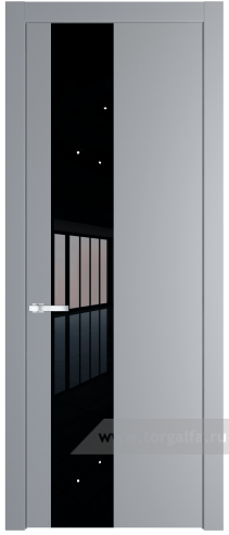 Дверь со стеклом ProfilDoors 19PW Lacobel Черный лак с молдингом Серебро (Смоки (RAL 870-02))