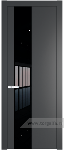 Дверь со стеклом ProfilDoors 19PW Lacobel Черный лак с молдингом Серебро (Графит (Pantone 425С))