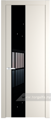 Дверь со стеклом ProfilDoors 19PW Lacobel Черный лак с молдингом Серебро (Перламутр белый)