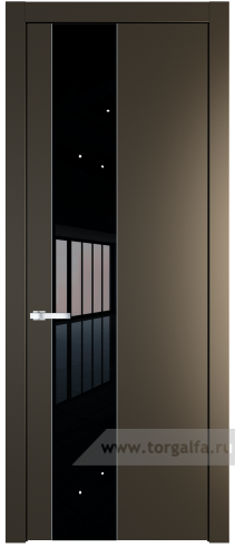 Дверь со стеклом ProfilDoors 19PW Lacobel Черный лак с молдингом Серебро (Перламутр бронза)