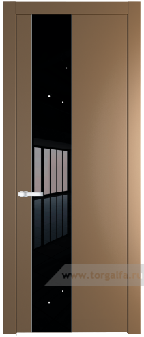 Дверь со стеклом ProfilDoors 19PW Lacobel Черный лак с молдингом Серебро (Перламутр золото)