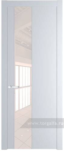 Дверь со стеклом ProfilDoors 19PW Lacobel Перламутровый лак с молдингом Серебро (Вайт (RAL 110 96 02))