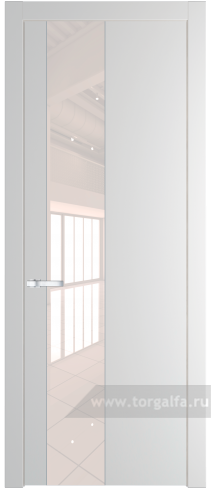 Дверь со стеклом ProfilDoors 19PW Lacobel Перламутровый лак с молдингом Серебро (Крем Вайт (RAL 120-02))
