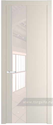 Дверь со стеклом ProfilDoors 19PW Lacobel Перламутровый лак с молдингом Серебро (Кремовая Магнолия (RAL 120-04))