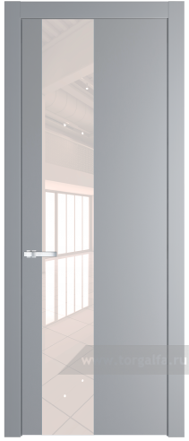 Дверь со стеклом ProfilDoors 19PW Lacobel Перламутровый лак с молдингом Серебро (Смоки (RAL 870-02))