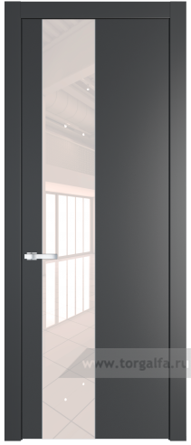 Дверь со стеклом ProfilDoors 19PW Lacobel Перламутровый лак с молдингом Серебро (Графит (Pantone 425С))
