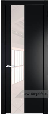 Дверь со стеклом ProfilDoors 19PW Lacobel Перламутровый лак с молдингом Серебро (Блэк)