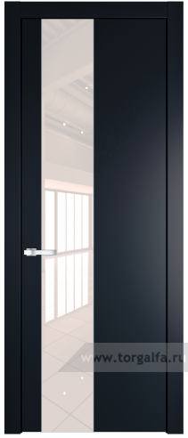 Дверь со стеклом ProfilDoors 19PW Lacobel Перламутровый лак с молдингом Серебро (Нэви Блу (RAL 7016))