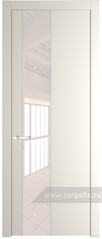 Дверь со стеклом ProfilDoors 19PW Lacobel Перламутровый лак с молдингом Серебро (Перламутр белый)