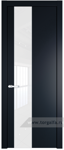 Дверь со стеклом ProfilDoors 19PW Лак классик с молдингом Серебро (Нэви Блу (RAL 7016))