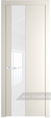 Дверь со стеклом ProfilDoors 19PW Лак классик с молдингом Серебро (Перламутр белый)